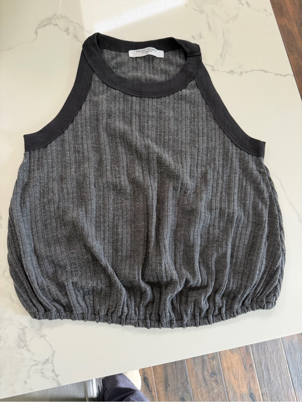 Project Social T Charcoal Ribbed Tank with Black Trim